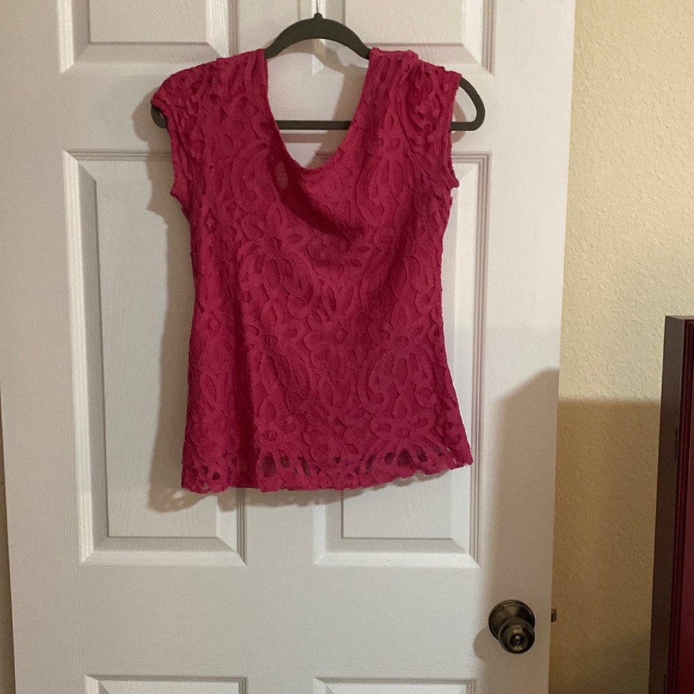 pink flower lace blouse
